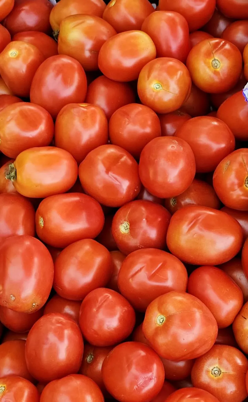 Tomates rojos en una caja